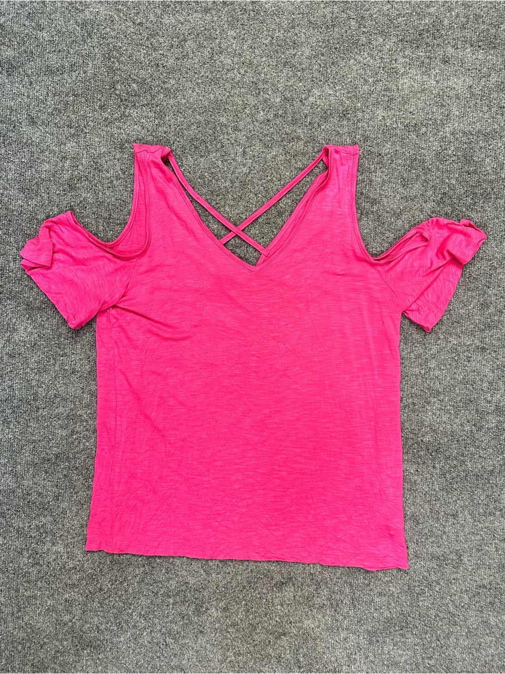 Maurices Crisscross Cold-Shoulder Top in Hot Pink